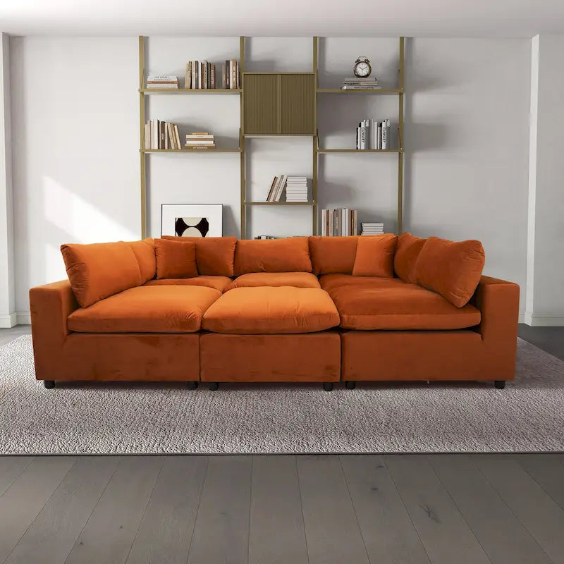 Divano componibile modulare Yannie in velluto in stile Mid-Century Modern