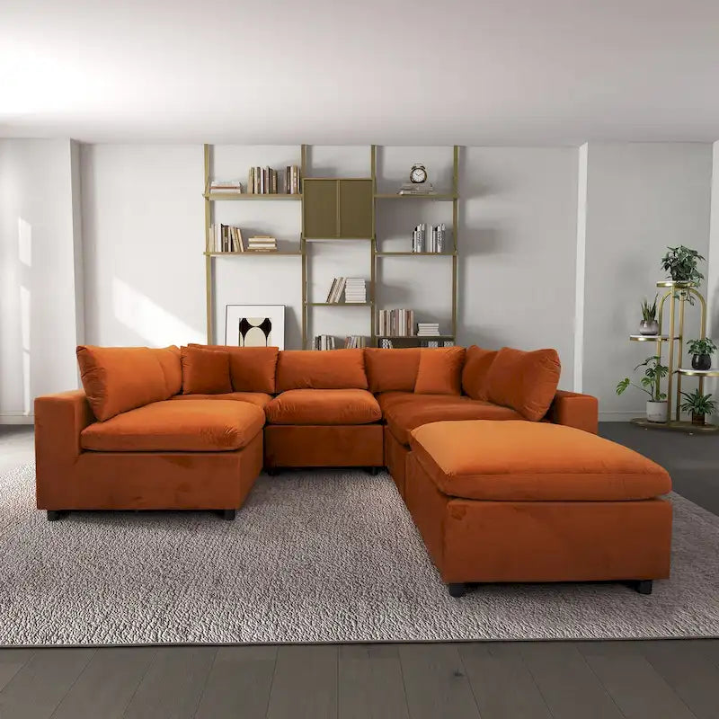 Divano componibile modulare Yannie in velluto in stile Mid-Century Modern