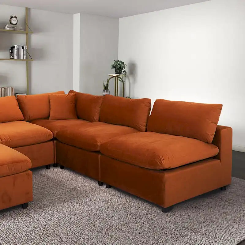 Divano componibile modulare Yannie in velluto in stile Mid-Century Modern