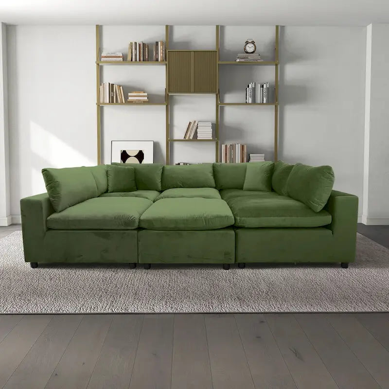 Divano componibile modulare Yannie in velluto in stile Mid-Century Modern