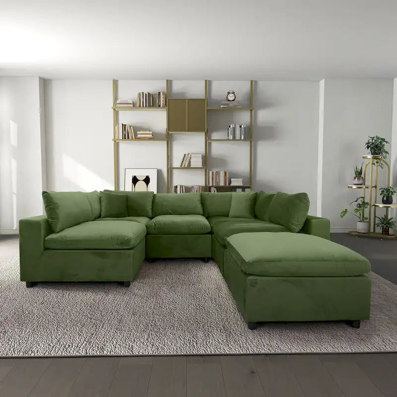 Divano componibile modulare Yannie in velluto in stile Mid-Century Modern