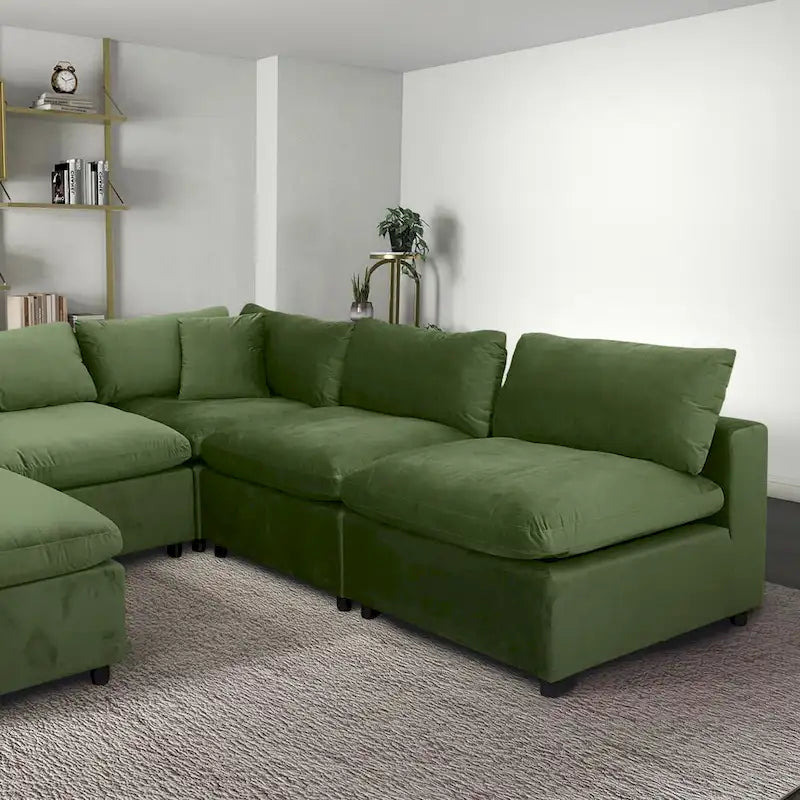 Divano componibile modulare Yannie in velluto in stile Mid-Century Modern