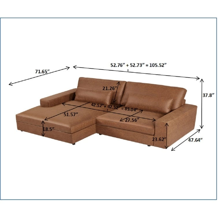 Divano componibile con chaise longue US Pride Furniture da 105,52 pollici, di dimensioni maggiorate, con penisola a sinistra o a destra