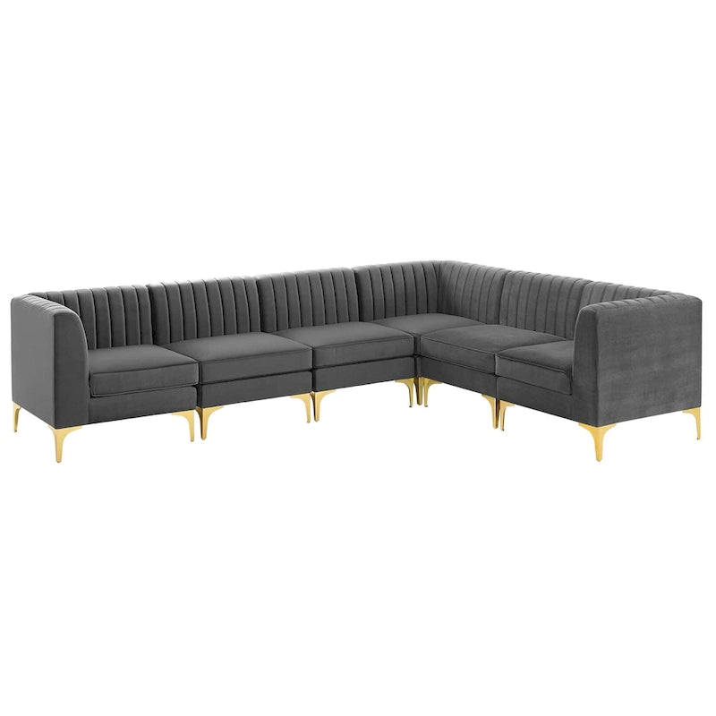 Divano Sezionale a 6 Pezzi Triumph in Velluto Performance con Canale Tufted