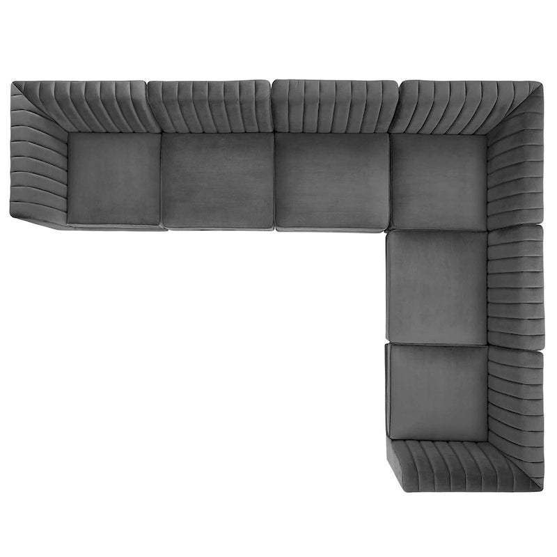 Divano Sezionale a 6 Pezzi Triumph in Velluto Performance con Canale Tufted