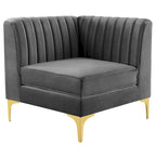 Divano Sezionale a 6 Pezzi Triumph in Velluto Performance con Canale Tufted