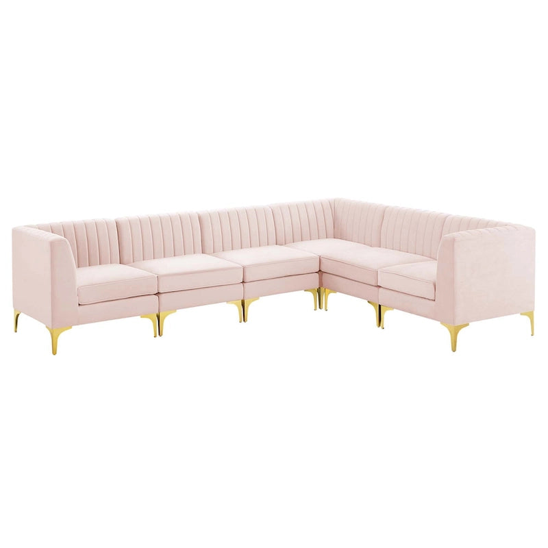 Divano Sezionale a 6 Pezzi Triumph in Velluto Performance con Canale Tufted
