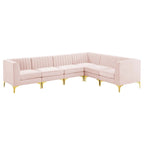 Divano Sezionale a 6 Pezzi Triumph in Velluto Performance con Canale Tufted