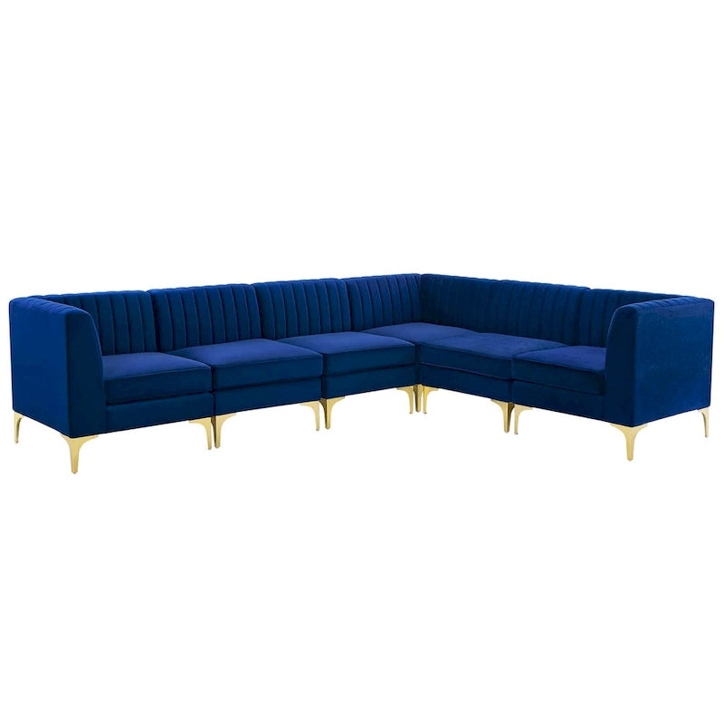 Divano Sezionale a 6 Pezzi Triumph in Velluto Performance con Canale Tufted