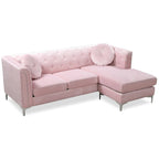 Divano componibile Pompano da 83 pollici in velluto trapuntato con 2 cuscini decorativi - 83L x 58P x 31A
