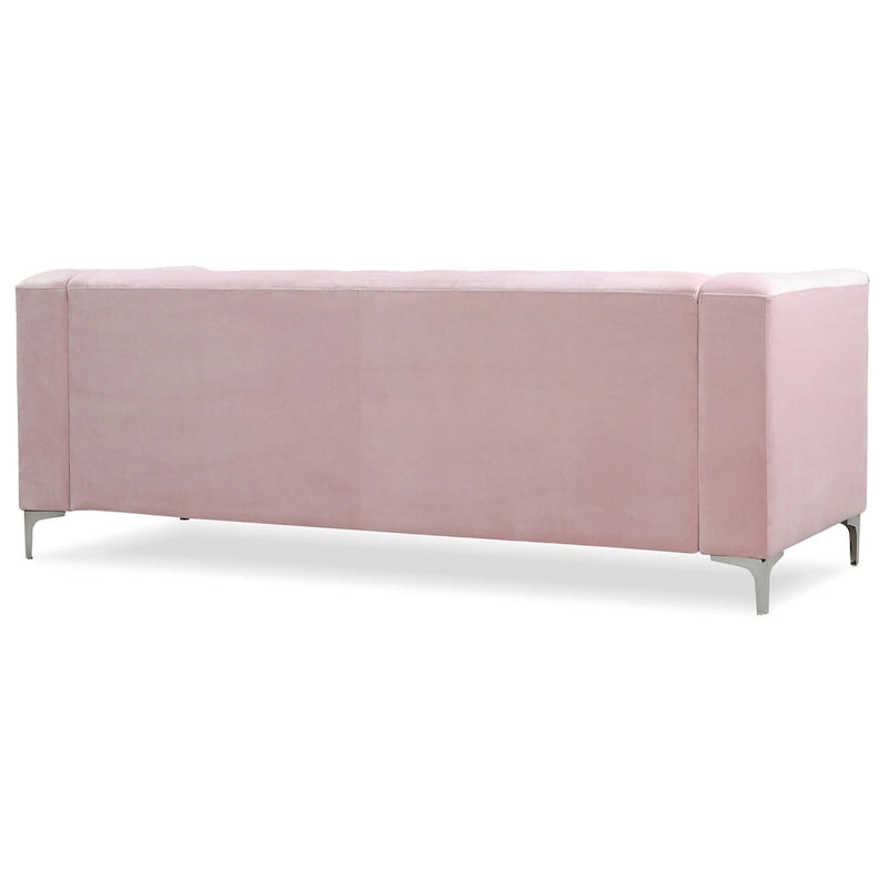 Divano componibile Pompano da 83 pollici in velluto trapuntato con 2 cuscini decorativi - 83L x 58P x 31A