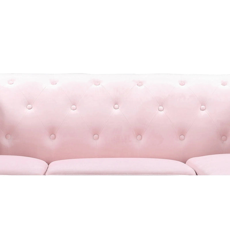 Divano componibile Pompano da 83 pollici in velluto trapuntato con 2 cuscini decorativi - 83L x 58P x 31A