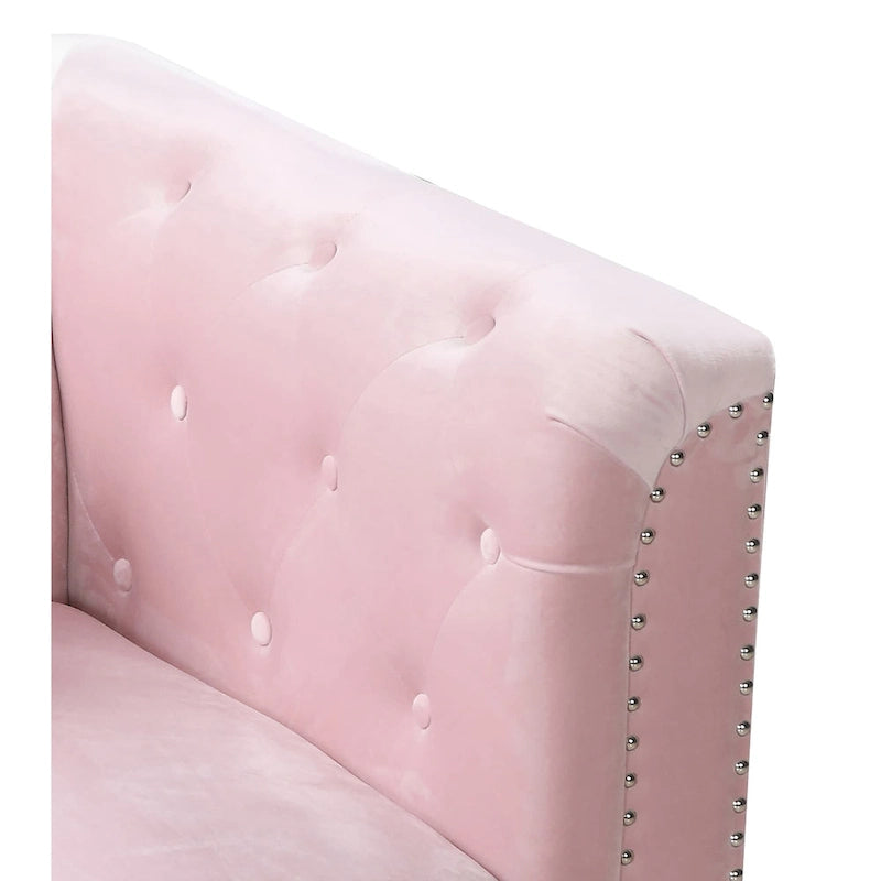 Divano componibile Pompano da 83 pollici in velluto trapuntato con 2 cuscini decorativi - 83L x 58P x 31A