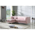 Divano componibile Pompano da 83 pollici in velluto trapuntato con 2 cuscini decorativi - 83L x 58P x 31A