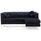 Divano componibile Pompano da 83 pollici in velluto trapuntato con 2 cuscini decorativi - 83L x 58P x 31A
