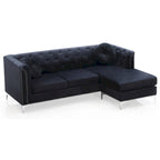 Divano componibile Pompano da 83 pollici in velluto trapuntato con 2 cuscini decorativi - 83L x 58P x 31A