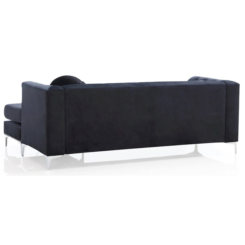 Divano componibile Pompano da 83 pollici in velluto trapuntato con 2 cuscini decorativi - 83L x 58P x 31A
