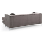 Divano componibile Pompano da 83 pollici in velluto trapuntato con 2 cuscini decorativi - 83L x 58P x 31A