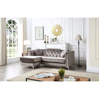Divano componibile Pompano da 83 pollici in velluto trapuntato con 2 cuscini decorativi - 83L x 58P x 31A