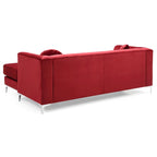 Divano componibile Pompano da 83 pollici in velluto trapuntato con 2 cuscini decorativi - 83L x 58P x 31A