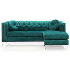 Divano componibile Pompano da 83 pollici in velluto trapuntato con 2 cuscini decorativi - 83L x 58P x 31A