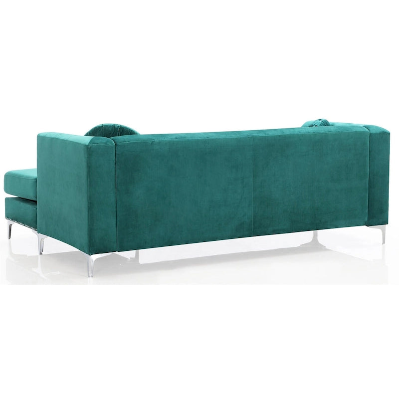 Divano componibile Pompano da 83 pollici in velluto trapuntato con 2 cuscini decorativi - 83L x 58P x 31A