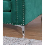 Divano componibile Pompano da 83 pollici in velluto trapuntato con 2 cuscini decorativi - 83L x 58P x 31A