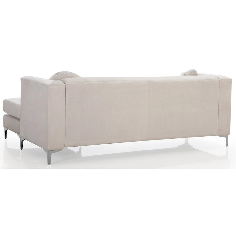Divano componibile Pompano da 83 pollici in velluto trapuntato con 2 cuscini decorativi - 83L x 58P x 31A