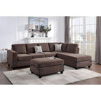 Set divano componibile a 3 posti Poundex con pouf