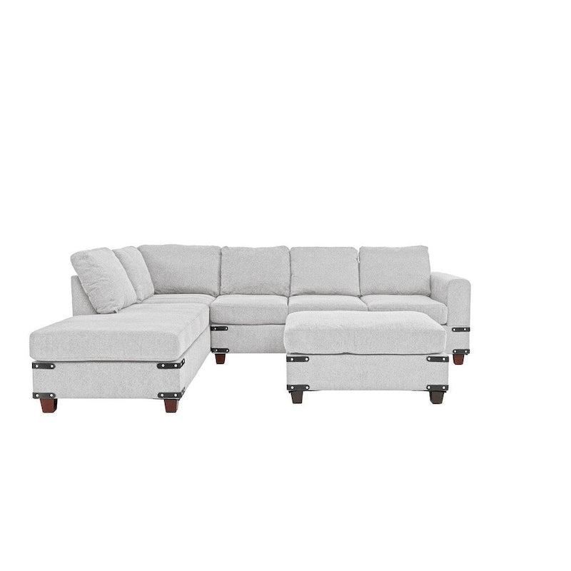 Set divano componibile a 3 posti Poundex con pouf