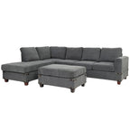 Set divano componibile a 3 posti Poundex con pouf