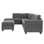 Set divano componibile a 3 posti Poundex con pouf