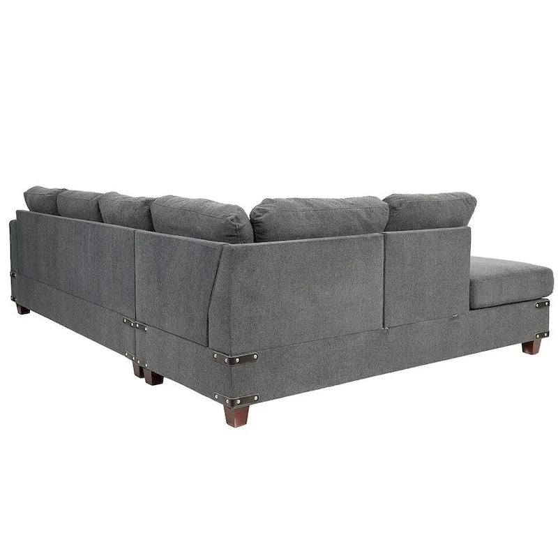 Set divano componibile a 3 posti Poundex con pouf