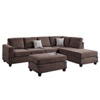 Set divano componibile a 3 posti Poundex con pouf