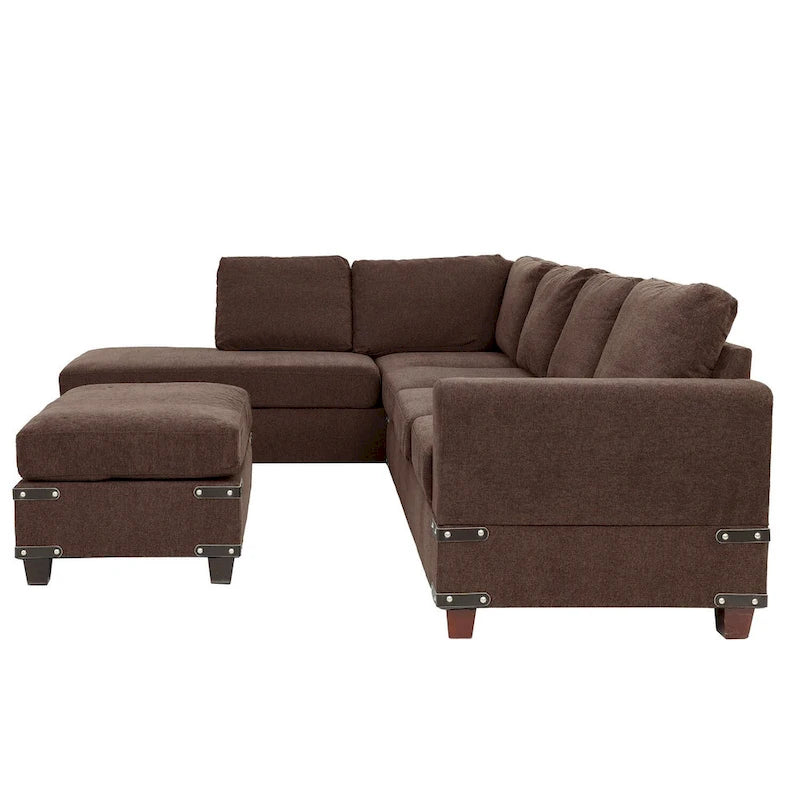 Set divano componibile a 3 posti Poundex con pouf