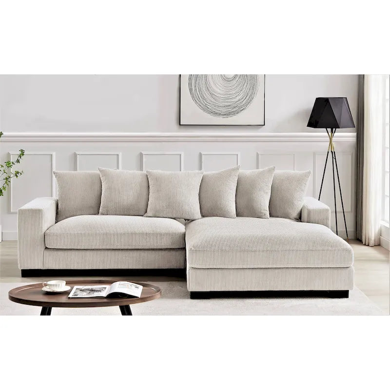 Us Pride Furniture Payan 102.4 Wide Corduroy L-Shape Sectional Sofa
