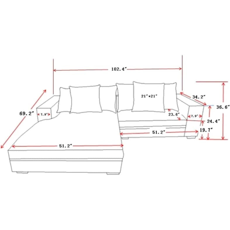 Canapé d'angle en velours côtelé 260 cm Us Pride Furniture Payan