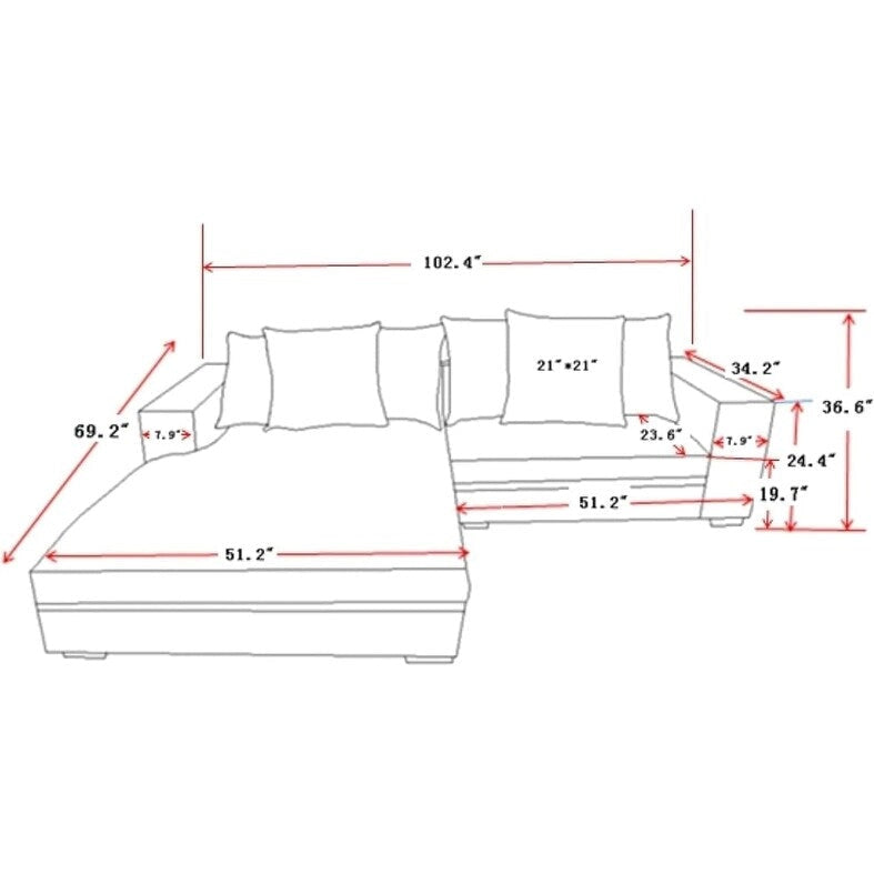 Canapé d'angle en velours côtelé 260 cm Us Pride Furniture Payan