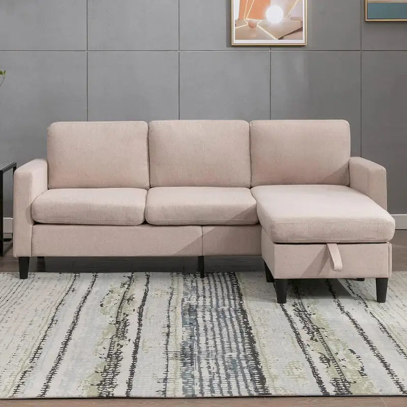 Divano componibile Mixoy Convertible con pouf contenitore, chaise longue reversibile