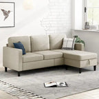 Divano componibile Mixoy Convertible con pouf contenitore, chaise longue reversibile