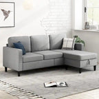 Divano componibile Mixoy Convertible con pouf contenitore, chaise longue reversibile