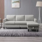 Divano componibile Mixoy Convertible con pouf contenitore, chaise longue reversibile