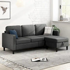 Divano componibile Mixoy Convertible con pouf contenitore, chaise longue reversibile