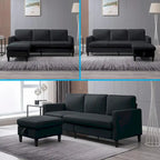 Divano componibile Mixoy Convertible con pouf contenitore, chaise longue reversibile