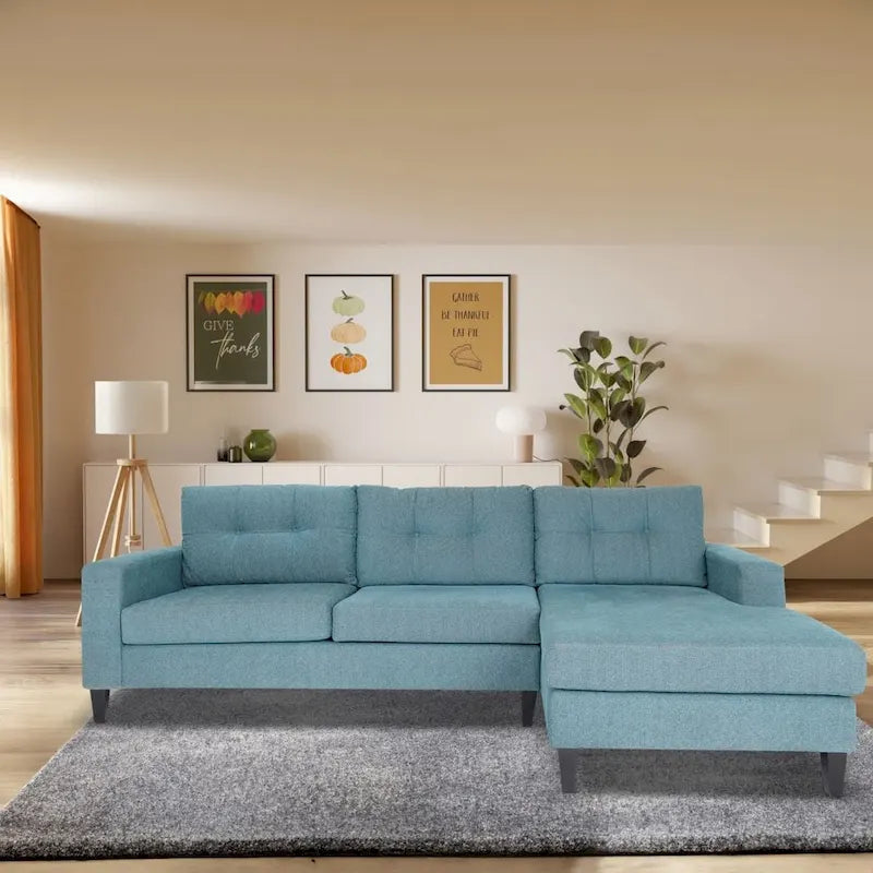 Coast to Coast Sofas Divano Sezionale a L Contemporaneo Poliestere Nylon Massello di Legno Tappezzato