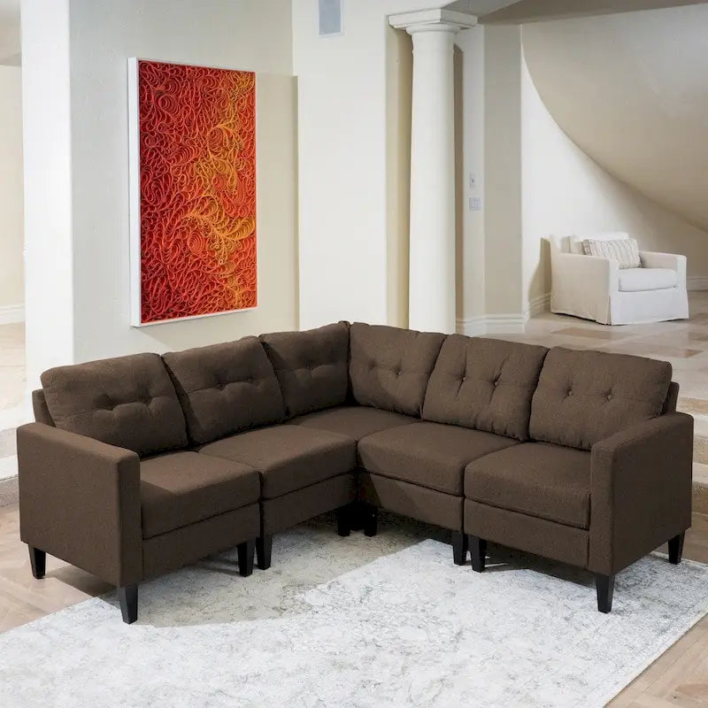 Divano componibile a 5 posti Emmie Mid-century Modern di Christopher Knight Home