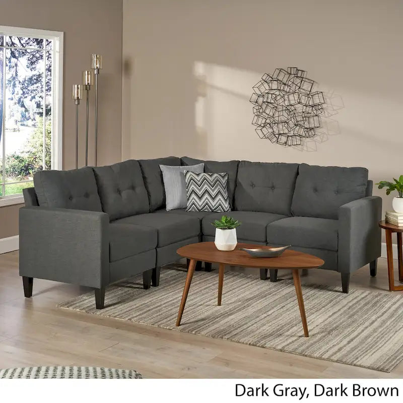 Divano componibile a 5 posti Emmie Mid-century Modern di Christopher Knight Home