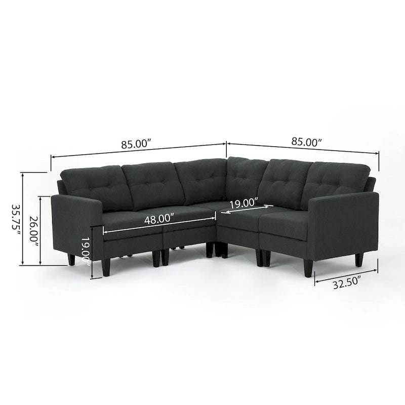 Divano componibile a 5 posti Emmie Mid-century Modern di Christopher Knight Home