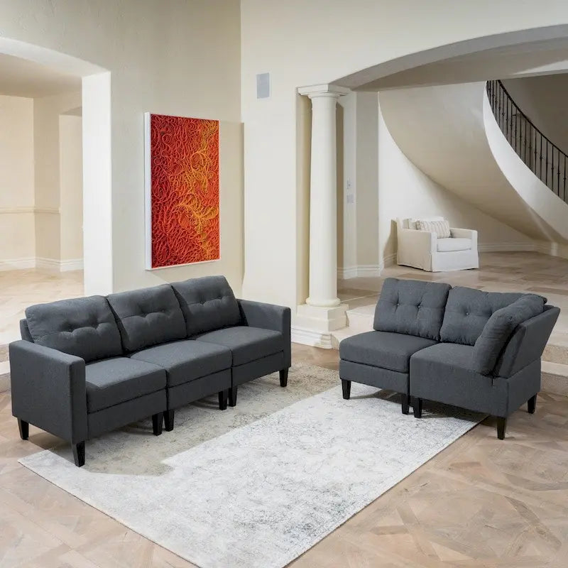 Divano componibile a 5 posti Emmie Mid-century Modern di Christopher Knight Home