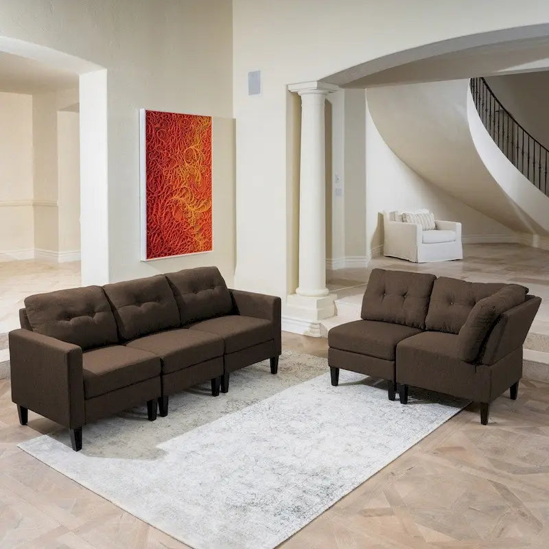 Divano componibile a 5 posti Emmie Mid-century Modern di Christopher Knight Home